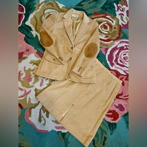 VINTAGE 60s 70s THE VILLAGER mustard gold Corduroy Blazer Jacket Skirt Suit Set